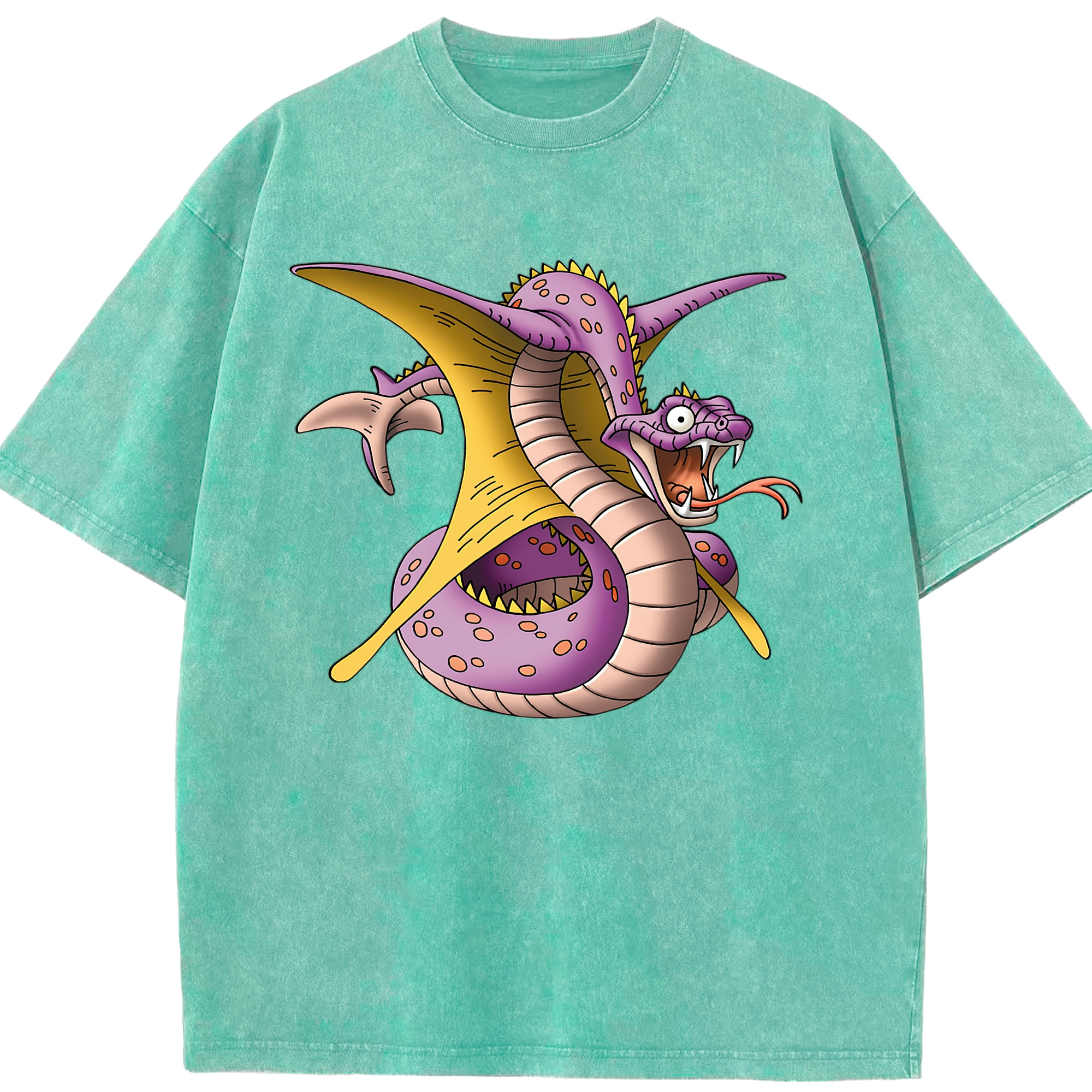 （画像用） ドラゴンクエスト Doragon Kuesuto Dragon Quest 綿100% ヴィンテージ風 半袖Tシャツ（フロントプリント）
